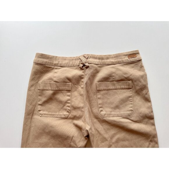 MASSIMO DUTTI Khaki Tan Cotton Twill Chino Wide Leg Flared Pants, Size 10 - Picture 9 of 15